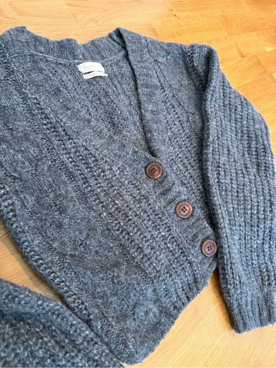 Urban Outfitters Sweaters - Urban Outfitters Charcoal Cable Knit Button Cardigan